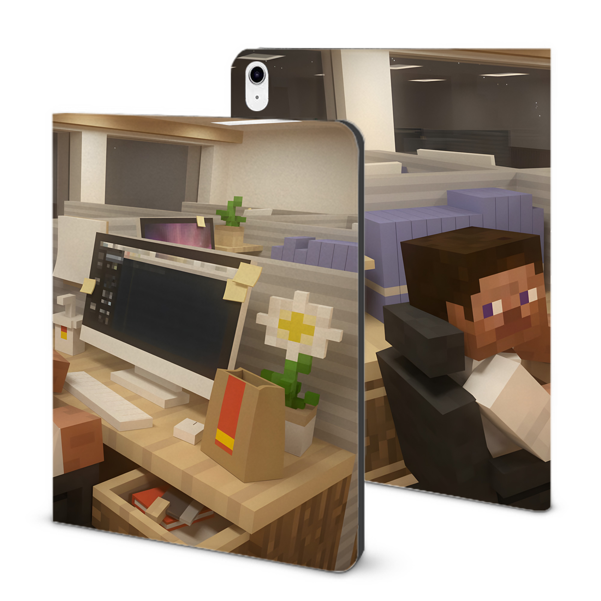 （画像用） マインクラフト ブロックの世界 Minecraft MC Block world IPad ケース ブック型 PUレザー TPU 耐衝撃 軽量 薄型 ペン収納なし 全面保護 IPad 各モデル対応
